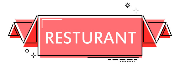 red flat line banner restaurant