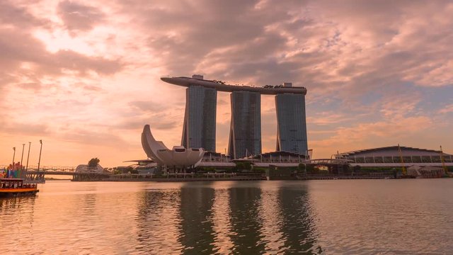 Singapore, 4k Panning Timelapse Movie Sunrise Scene of Singapore's Central Business Skyline, Singapore