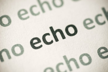 word echo printed on paper macro