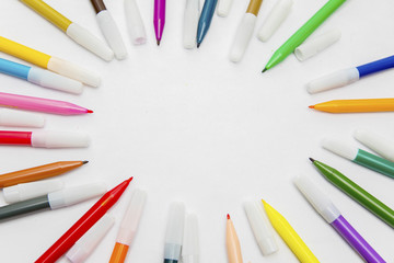 Colored marker pens with copy space