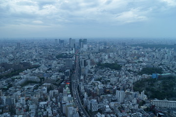 Fototapeta na wymiar 夕暮れの空と東京の街並み
