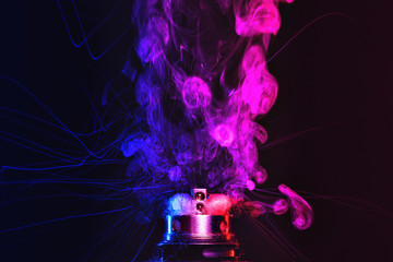 Electronic Cigarette vape explosion. cloud of vapor