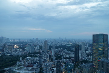 Fototapeta na wymiar 夕暮れの空と東京の街並み