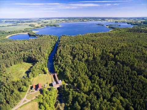 Giant concrete lock Piaski (Sandhof) in Guja - part of the Masurian Canal which was intended to connect the Great Masurian Lakes with the Baltic sea, Mazury, Poland (former East Prussia)