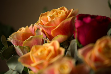 Red and orange roses bouquet