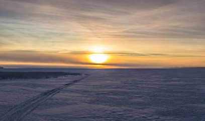 Fototapeta na wymiar Winter landscape from Sotkamo, Finland.