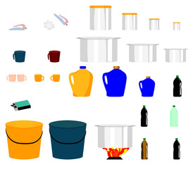 House hold domestic items group vector illustration