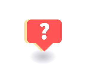 Question mark icon, vector symbol in flat style isolated on red background. Social media illustration.