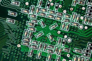 Leiterplatte mit Bestückung im Detail