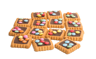 chocolate cookies with colored drops