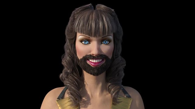the girl with a beard, animation, Alpha channel