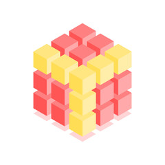 Obraz premium Abstract cubic icon. Isometric illustration for covers design in flat 3D style. Vector geometric logo.