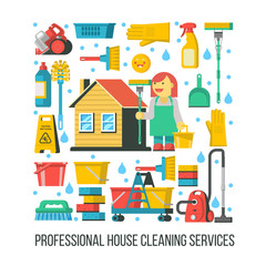 Cleaning service. Vector illustration.