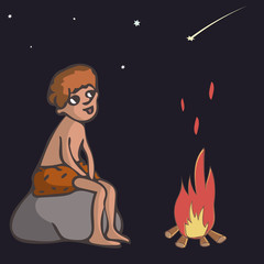primitive boy watching stars