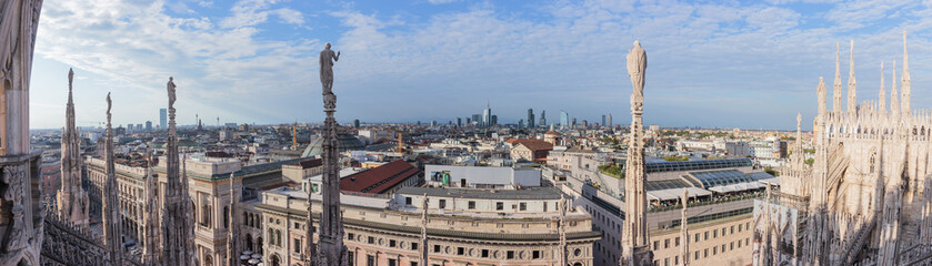Panoramic view of Milan from roof of Cathedral of Milan