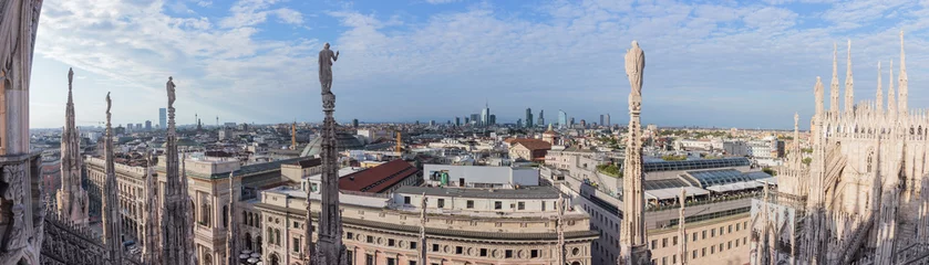 Wall murals Artistic monument Panoramic view of Milan from roof of Cathedral of Milan