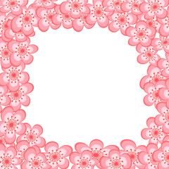Pink flowers with five petals on a white background