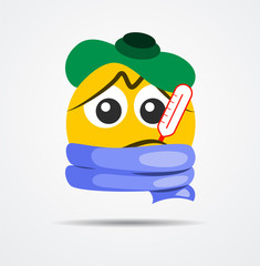 Isolated Sick emoticons in a flat design