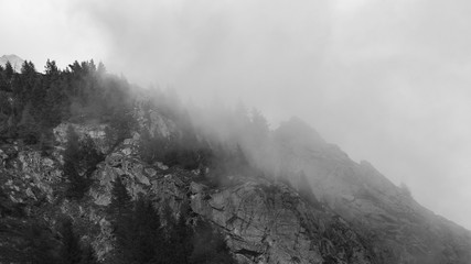 Beautiful black and white photography of majestic peak