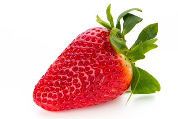 Fresh strawberries close up on white background.