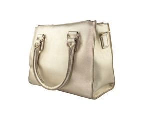 Fashionable women leather handbag isolated on white background