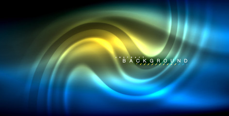 Neon glowing wave, magic energy and light motion background