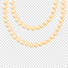 Pearl necklace isolated on transparent background, stock illustration vector