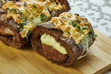 Bread stuffed with meatballs