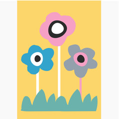 Kid vector poster. Hand drawn style. Scandinavian design. For childish textile prints, banners, cards. Child painting.