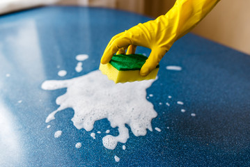 The concept of house cleaning, wiping stains and dust.