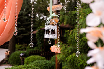 Beautiful wedding decorations and Arch of flowers. Stylish wedding.