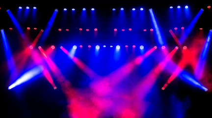 Light equipment on stage for concerts and discos.