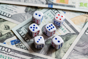 Dollars and dice. The concept of gambling and business.