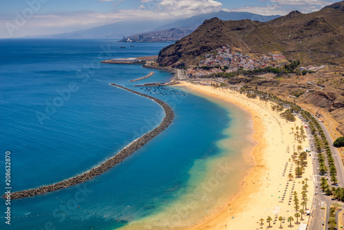 Playa De Las Teresitas A Famous Beach Near Santa Cruz Tenerife Playa De Las Teresitas A Famous Beach Near Santa Cruz Tenerife With Scenic San Andres Village