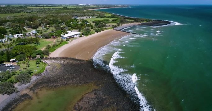 Bargara, Queensland / Australia - December 2017- Aerial Panorama of Bargara from Neilsons Beach
