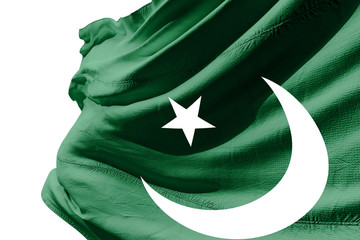 Isolated Pakistani Flag waving 3d Realistic fabric