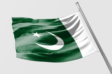 Isolated Pakistani Flag waving 3d Realistic fabric