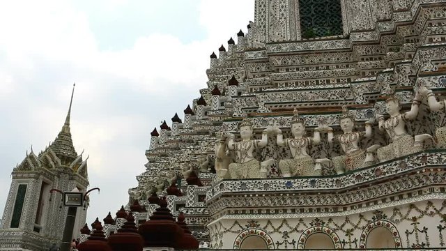 Wat Arun Buddhist Temple ( Ratchawararam Ratchawaramahawihan ). Beautiful Temple architecture of Thailand close-up.