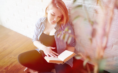Pregnant young beautiful girl on the ninth month 