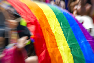 Gay rainbow flag, abstract motion blur effect