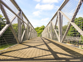 Metal footbridge, Rickmansworth, Hertfordshire, UK