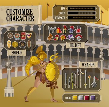 videogame ui customize character screen