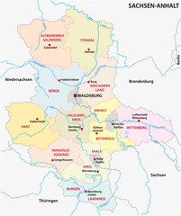 sachsen anhalt administrative and political vector map