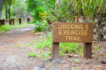 Jogging and exercise trail sign