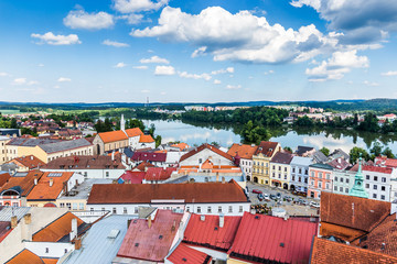 Aerial view of Jindrichuv Hradec. City in South Bohemian region, Czech Republic, Central Europe.