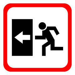 Safe sign. The exit icon. Emergency exit. red icon on a white background. Vector illustration.