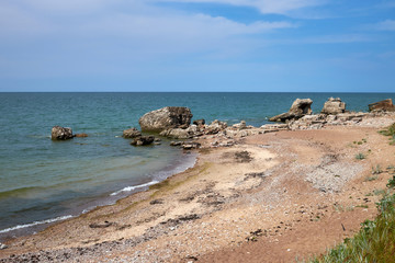 Bunker ruins near the Baltic Sea beach, part of the old fortress in the former Soviet Union base 