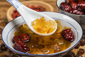 Peach gum and tremella soup