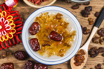 Peach gum and tremella soup