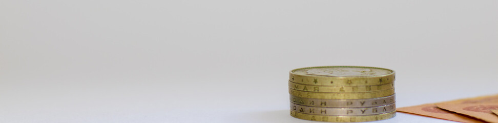 coins on white background for background